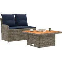vidaXL Tuin Armleuning Sofa met Opklapbare Tafel 2 Stuk PE Riet