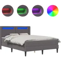vidaXL Bedframe met matras Grijs 140 x 200 cm Kunstleer