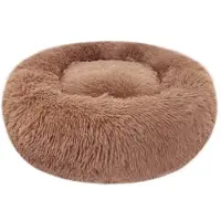 OEM Kussentje voor kleine, middelgrote en grote honden, katten en andere huisdieren, zacht, rond, pluizig, wasbaar, verkrijgbaar in de maten S/M/L/XL/XXL, afmetingen L: 60 cm, kleur: bruin
