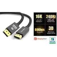 NÖRDIC DP-630 Displayport 2.1 Kabel - VESA-gecertificeerd - UHBR20 - 80Gbps - 16K60Hz - 4K240Hz - HDR - HDCP2.2 - 3m