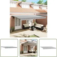 The Living Store Terrasdoek - Luifel - Luifel handmatig uittrekbaar 500x300 cm antracietkleurig en wit - Buitendecoratie - Parasol - Zonwering