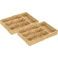 HOMCOM -Aufbewahrungskorb-Wasserhyazinthe, Metall-36L x 26B x 5H cm-Naturholz