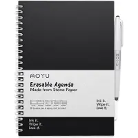 MOYU Uitwisbare Agenda A5 - Pitch Black - Premium Cover - Multifunctionele pagina’s - Inclusief uitwisbare pen, penhouder en wisdoekje