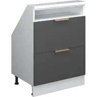 Vicco R-Line Keukenkast voor schuine wand – 60 cm met 2 laden Antraciet-Goud/Wit