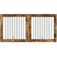Syfax Opvouwbaar hondenhek met standaards 2 st Gerookt eiken 200,5 cm