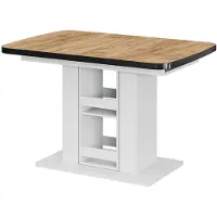 Vicco Eettafel Fenaro, Goudkleurig Eiken/Wit, 120-160 x 80 cm