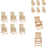 vidaXL Tuinstoel - Tuinstoelen - Tuin Stoel - Tuin Stoelen - Tuinstoelen 6 st met beige kussens massief teakhout