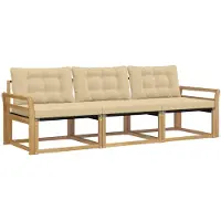 vidaXL Buiten bank set 3 st Wit en Beige