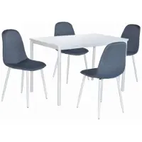 Poldimar Tafelset met stoelen Catania | Eettafel en vier stoelen | Wit-blauw