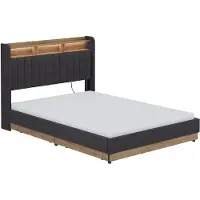 VitaliSpa Nura Gestoffeerd bed – 140x200 cm met 4 laden Antraciet/eiken