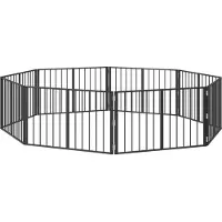 vidaXL Hondendeur 8 st Zwart 100 x 60 cm Gegalvaniseerd staal