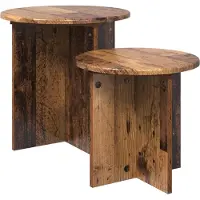 vidaXL Bijzettafelset 2 pcs Oud hout Geconstrueerd hout