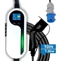 Loady LDY - Mobiele thuislader Auto | Electrische & Hybride verstelbare thuislader | Type 2 - CEE stekker | 7.4 kW | Fase 1 - Verstelbaar 10A-32A | 10 meter