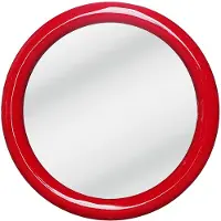 Vente-unique Ronde wandspiegel in paulowniahout - D.60 cm - Rood gelakt - MAELO