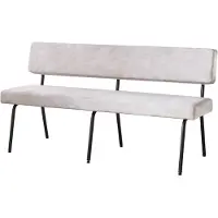 Lizzely Garden & Living Eetkamerbank Wendy 180cm wit velvet eetbank