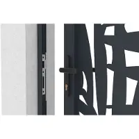 Vente-unique Tuinpoort van aluminium met tropisch lasersnijpatroon - B103 x H166 cm - Antraciet - TOGIRO L 103 cm x H 161 cm x D 4.6 cm