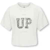 ONLY KIDS GIRL T-shirt met glitter wit Meisjes Katoen Ronde hals Printopdruk - maat 158/164
