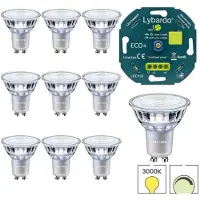 Philips - GU10 LED lamp - 10 pack - 4W - Dimbaar - Modern Warmwit Licht + LED Dimmer 3-200W