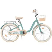 Happiq Kinderfiets – Voor kinderen van 3-10 jaar – Met zijwieltjes, fietsmandje en bagagerek – Groen, 51 cm