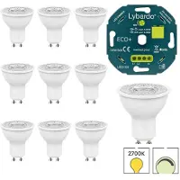 Lybardo - GU10 LED lamp - 10 pack - 5W - Dimbaar - Modern Warmwit Licht + LED Dimmer 3-200W