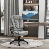 MODFU - Bureaustoel - Massage- En Verwarmingsfunctie - Ergonomisch - Verstelbaar - Voor Kantoor - Polyester - Grijs - 68 X 72 X 110-120 Cm