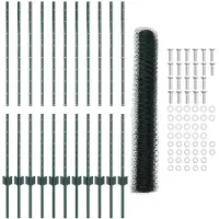vidaXL zeshoekig gaasgek met palen 25 x 1,2 m PVC-Coated Staal Groen
