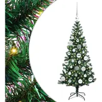 vidaXL Kunststof Voorverlichte Kerstboom Groen 120 cm PVC en Metalen