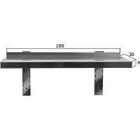 HCB - Professionele Wandschap van metaal - Wandschap - RVS / INOX - Muurplank - wandplank - Horeca - 30x100x4 cm (DxBxH) - 15 kg - 8882