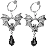 Charme Bijoux Klem oorbellen- Vleermuis -zilverkleur -5.5 cm- geen gaatjes-