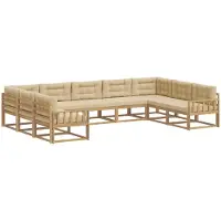 vidaXL Buiten bank set 9 st Wit en Beige