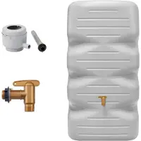 Mira Waterton - Regenton - Watertank - 340L - Afvoerkraan en Regenpijpaansluiting - Betongrijs - 59cm x 59cm x 112cm