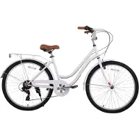 Happiq Strandcruiser – Voor heren en dames – 7 versnellingen / achterdrager / retro stijl – Paars / 66 cm
