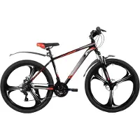 Happiq Mountainbike – Voor heren en dames – 18 versnellingen / 3 spaken / schijfremfiets – Aluminium / Zwart / 66 cm