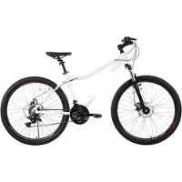 Happiq Dames mountainbike – Voor volwassenen – 21 versnellingen, vergrendelbare verende vork, dubbele schijfremmen, aluminium frame – Wit, 51/66/69 cm