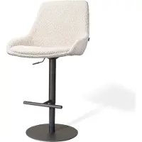 Nolon Niva-Isa Draaibare Tulp Barkruk Bouclé Beige - Verstelbaar - Mat Zwart Onderstel - Japandi - Comfortabel