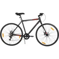 Happiq Racefiets – Voor heren en dames – 7 versnellingen / dubbele schijfrem / lichtgewicht frame – Aluminium / Zwart / Maat L (71 cm)