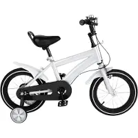 Happiq Kinderfiets – Voor kinderen – 14 inch (35,6 cm) rubberen banden, verstelbare PU-zitting en kettingkast – White