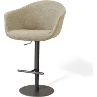 Nolon Niva-Otis Draaibare Tulp Barkruk Taupe Melange - Verstelbaar - Mat Zwart Onderstel - Barstoel - Scandinavisch - Stoffen
