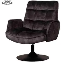 Tower Living Draaifauteuil Tropea - Donkergrijs Stof - Met Armleuning - 87x83x95cm
