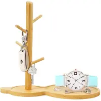 Azomor Stijlvolle houten organizer voor sieraden en sleutels, met ophangbeugel