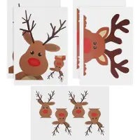 OEM Kerststickerset met 10 herbruikbare papieren plakstrips met een rendiermotief, geschikt voor ramen en muren