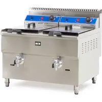 HCB - Professionele grote Horeca frituurpan - Dubbele friteuse - 2 x 14 liter - propaan - RVS / INOX frietketel - frietpannen - frietpan - 59x68x63 cm (DxBxH) - 24000W - 2099