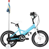 Happiq Kinderfiets – Voor jongens en meisjes – Met mand, bel, extra wielen en poppenzitje, leuk verjaardagscadeau – Blauw, 41 cm