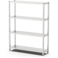 HCB - Opbergrek metaal - stellingkast - RVS / INOX keuken stelling - Metalen wandrek - 40x140x180 cm (DxBxH) - 50 kg - 1100