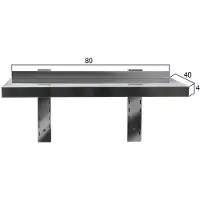 HCB - Professionele Wandschap van metaal - Wandschap - RVS / INOX - Muurplank - wandplank - Horeca - 40x80x4 cm (DxBxH) - 15 kg - 8856