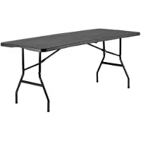 BRASQ Inklapbare Vouwtafel Zwart - 180x70x74cm- Campingtafel - Klaptafel - Weerbestendig - Tafel met draaghandvat