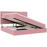 vidaXL LED opbergbed met matras Roze 200 x 200 cm Fluweel