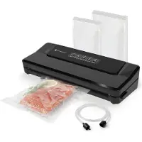 Kitchenbrothers – Vacumeermachine – 4 Functies & Inclusief 40 PFAS-vrije Zakken – Voorzien Van Pulse-functie En Vacuümslang – Voor Sous-vide En Meal Prep – Zwart Kunststof