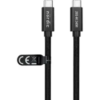 NÖRDIC USB C naar USB C Kabel - USB3.2 Gen1 - PD3.1 240W 20G - 4K60Hz - Geschikt voor Laptop, PC, Smartphone & Tablets - 25cm - Zwart