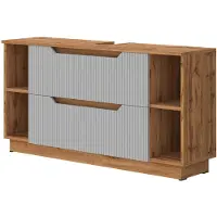 Vicco Lotta Wastafelonderkast – 119.2 x 62.5 cm met 2 laden Eiken/grijs gestreept
